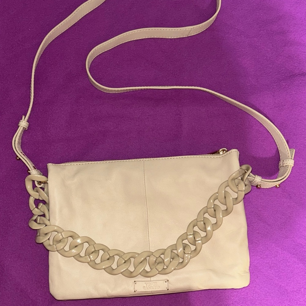NWOT Vince Camuto Cream Woven Shoulder Bag with Dust Bag - Picture 2 of 6